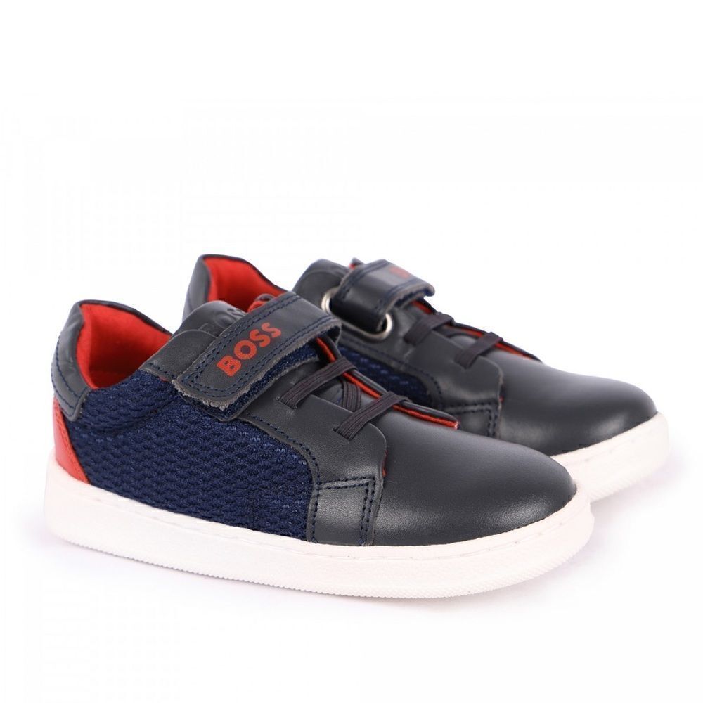 Hugo Boss velcro strap combo navy leather walkers crib shoes, size 19